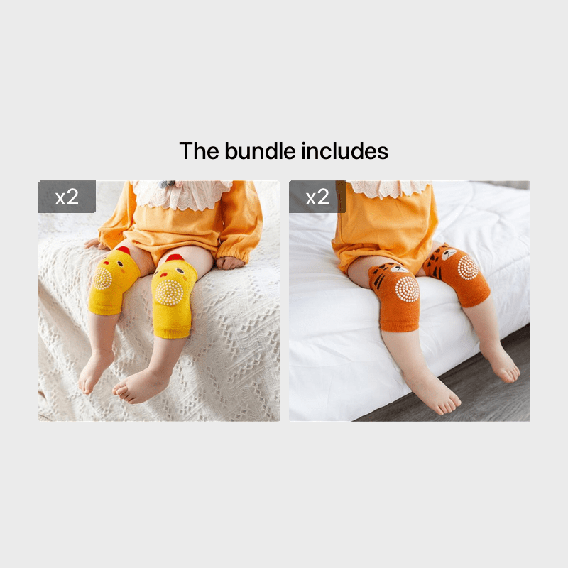 Baby knie- & elleboogbeschermers – zachte antislip (0–3j)