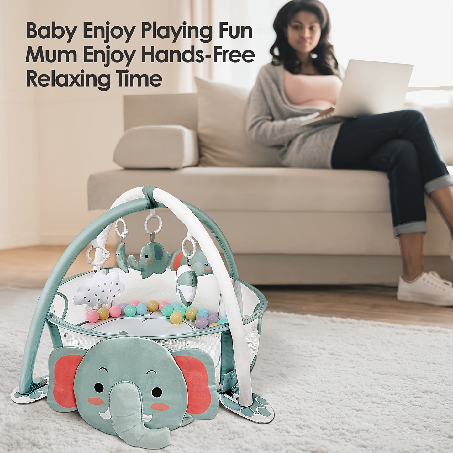 4-in-1 speelmat met babygym – ballenbad & speelboog