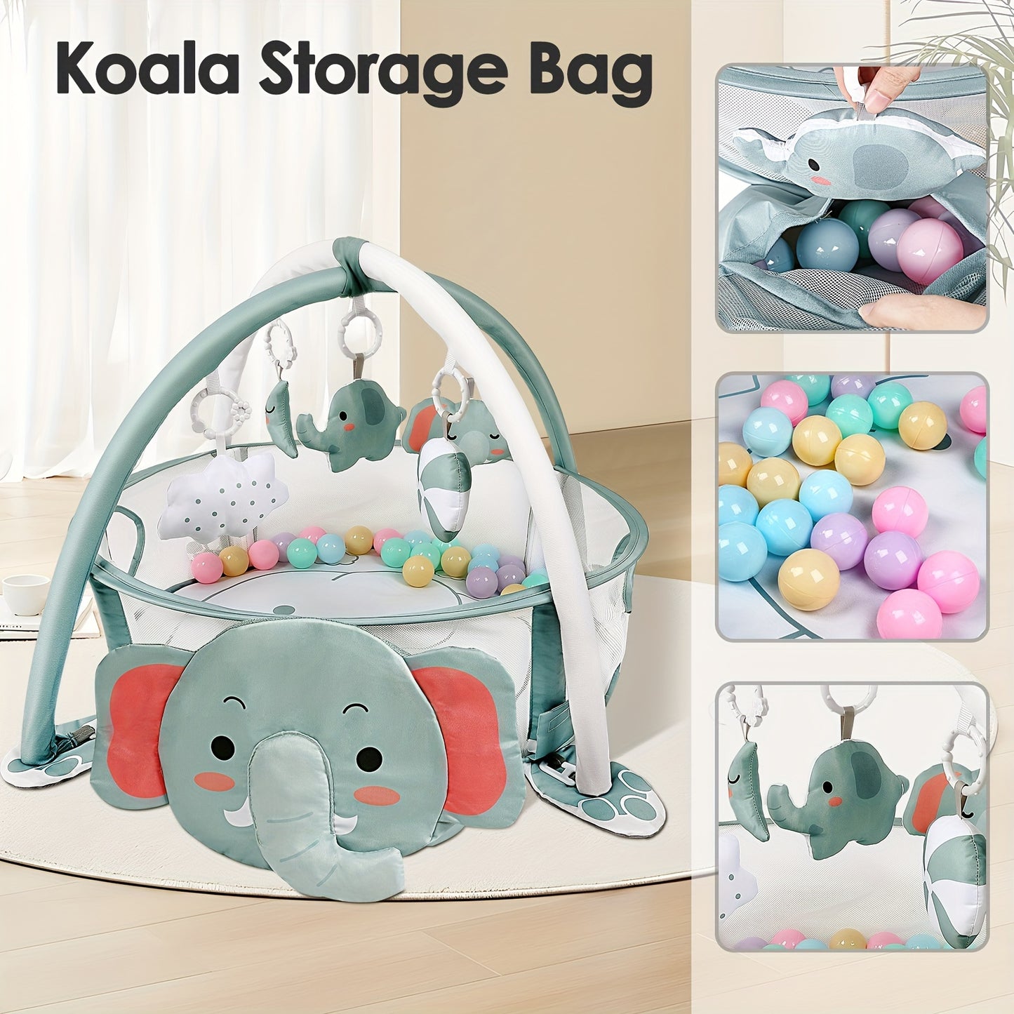 4-in-1 speelmat met babygym – ballenbad & speelboog