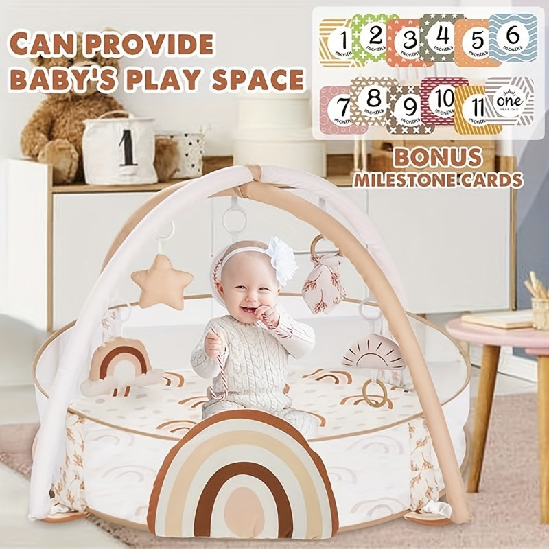 6-in-1 speelmat & ballenbad – babygym & mijlpaalkaarten