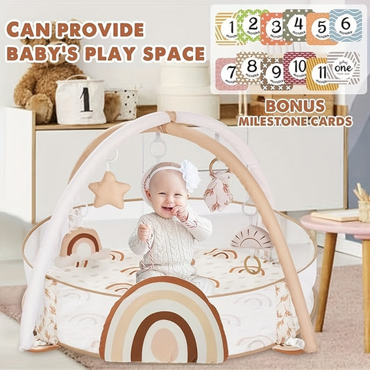6-in-1 speelmat & ballenbad – babygym & mijlpaalkaarten