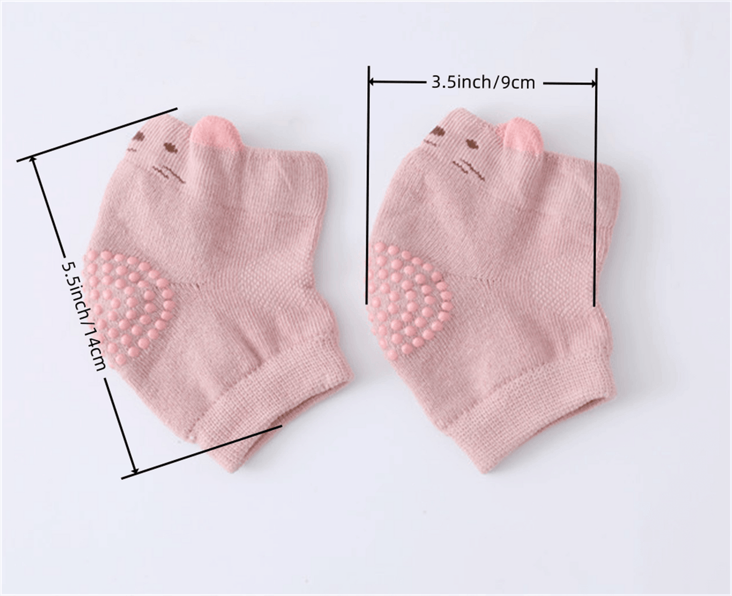 Baby knie- & elleboogbeschermers – zachte antislip (0–3j)