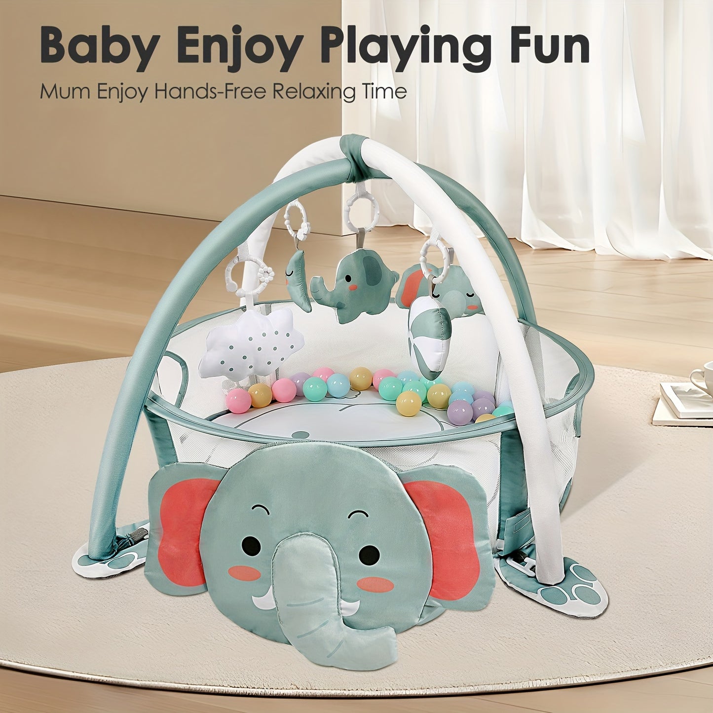4-in-1 speelmat met babygym – ballenbad & speelboog