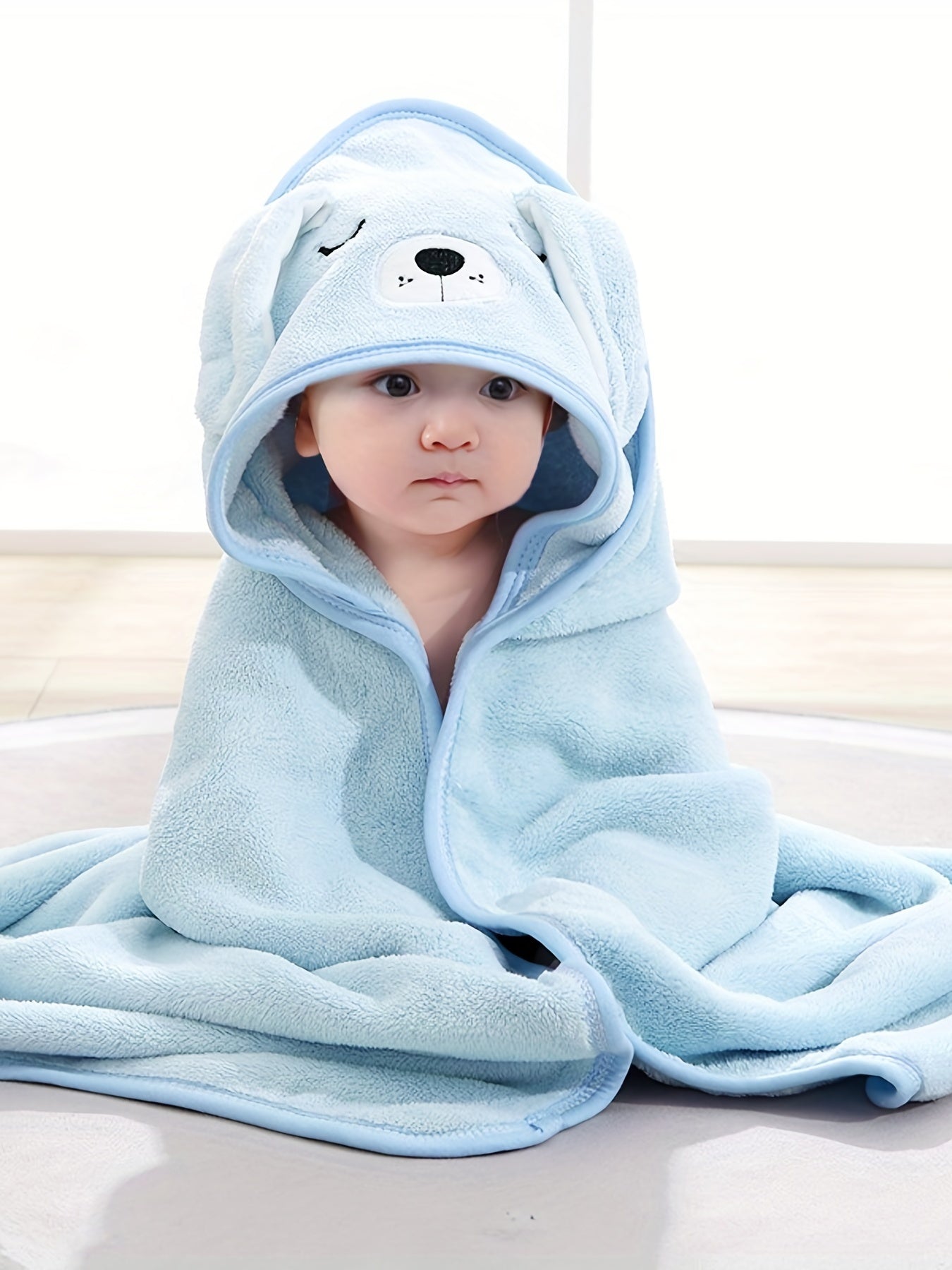 Badcape met kap voor baby – superzachte microvezel (olifant)