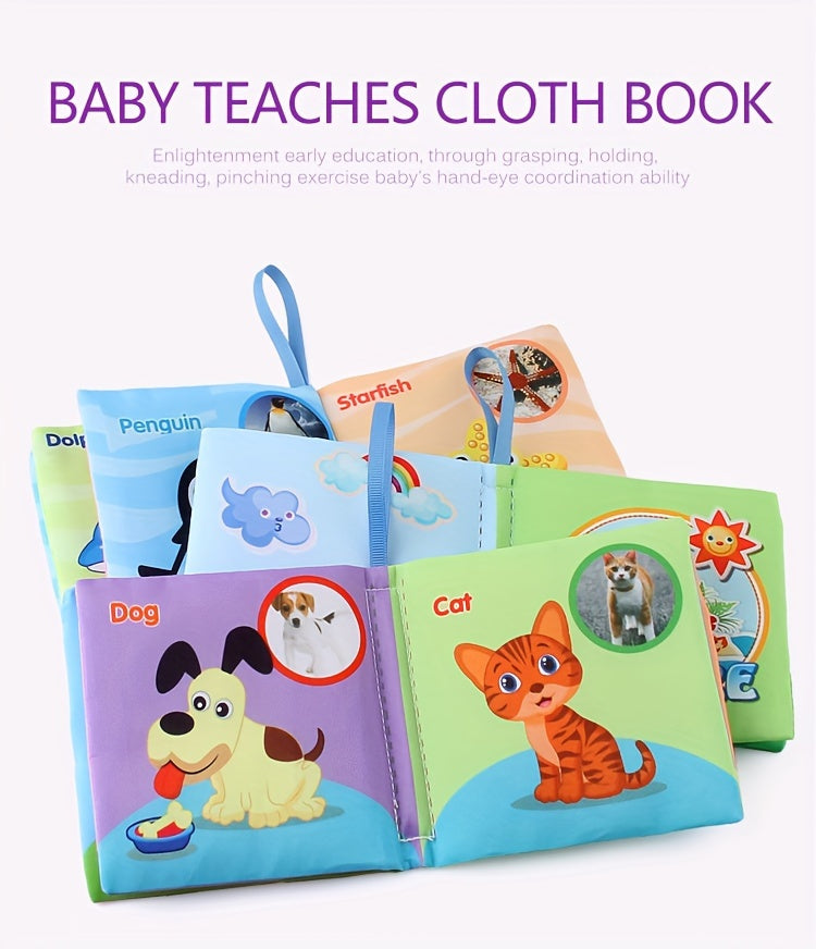 Set van 8 zachte babyboekjes – kleurrijke stof & knisper