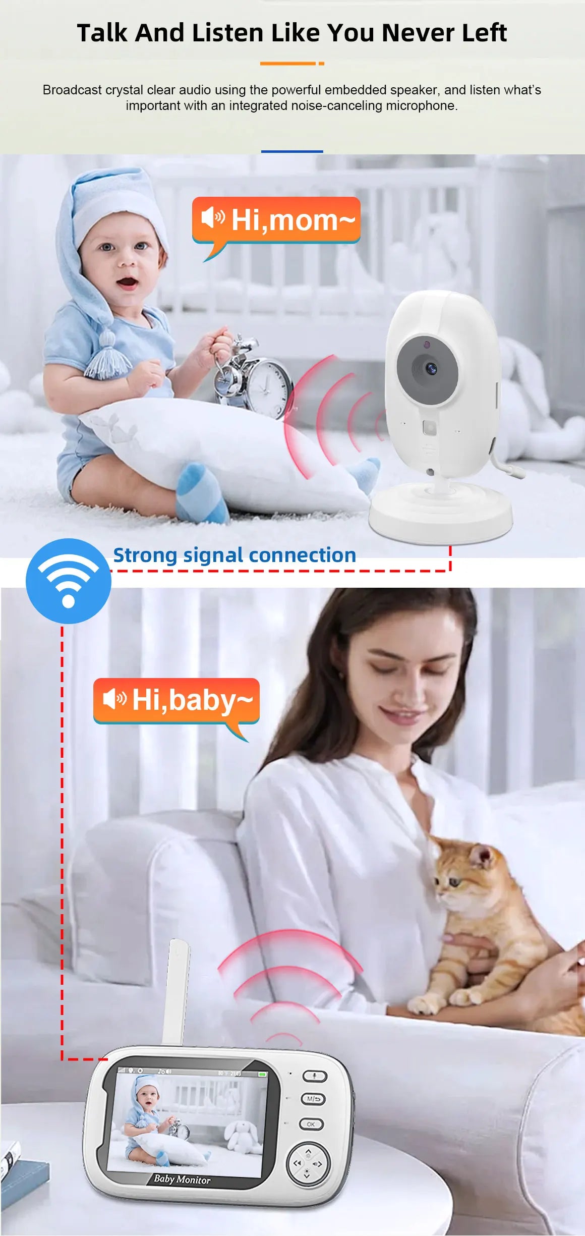 Draadloze babyfoon met camera – 3,5” scherm & nachtzicht