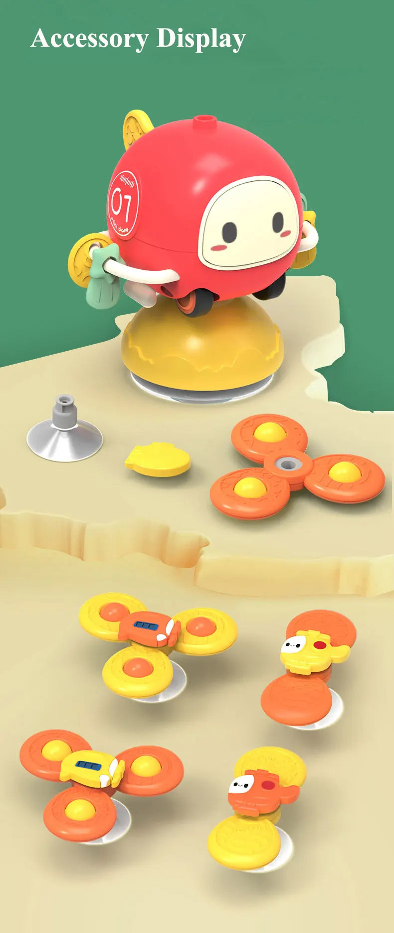 Zuignap spinner speelgoed – voor bad & eetstoel (6–36 m)