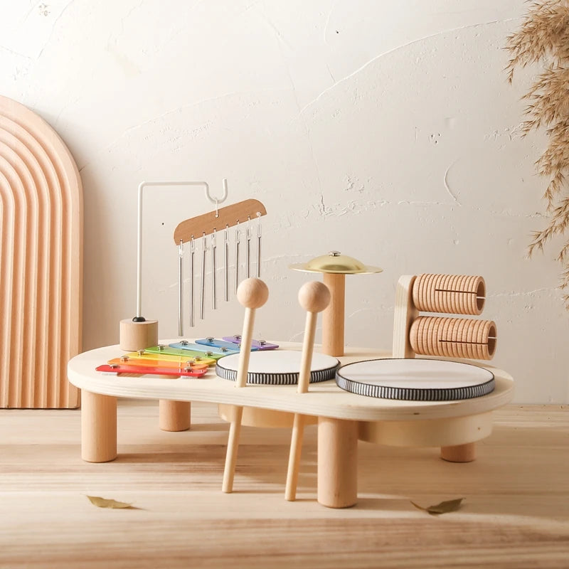Houten muziekspeelgoed – klokkenspel/xylofoon met hamertje - Montessori