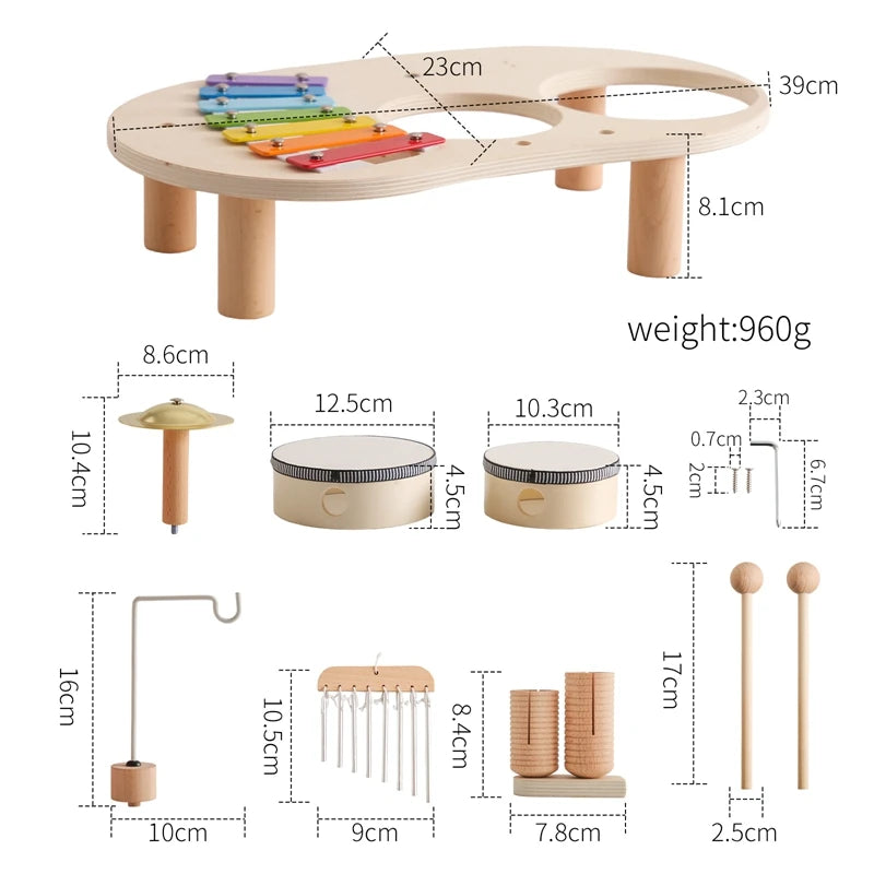 Houten muziekspeelgoed – klokkenspel/xylofoon met hamertje - Montessori