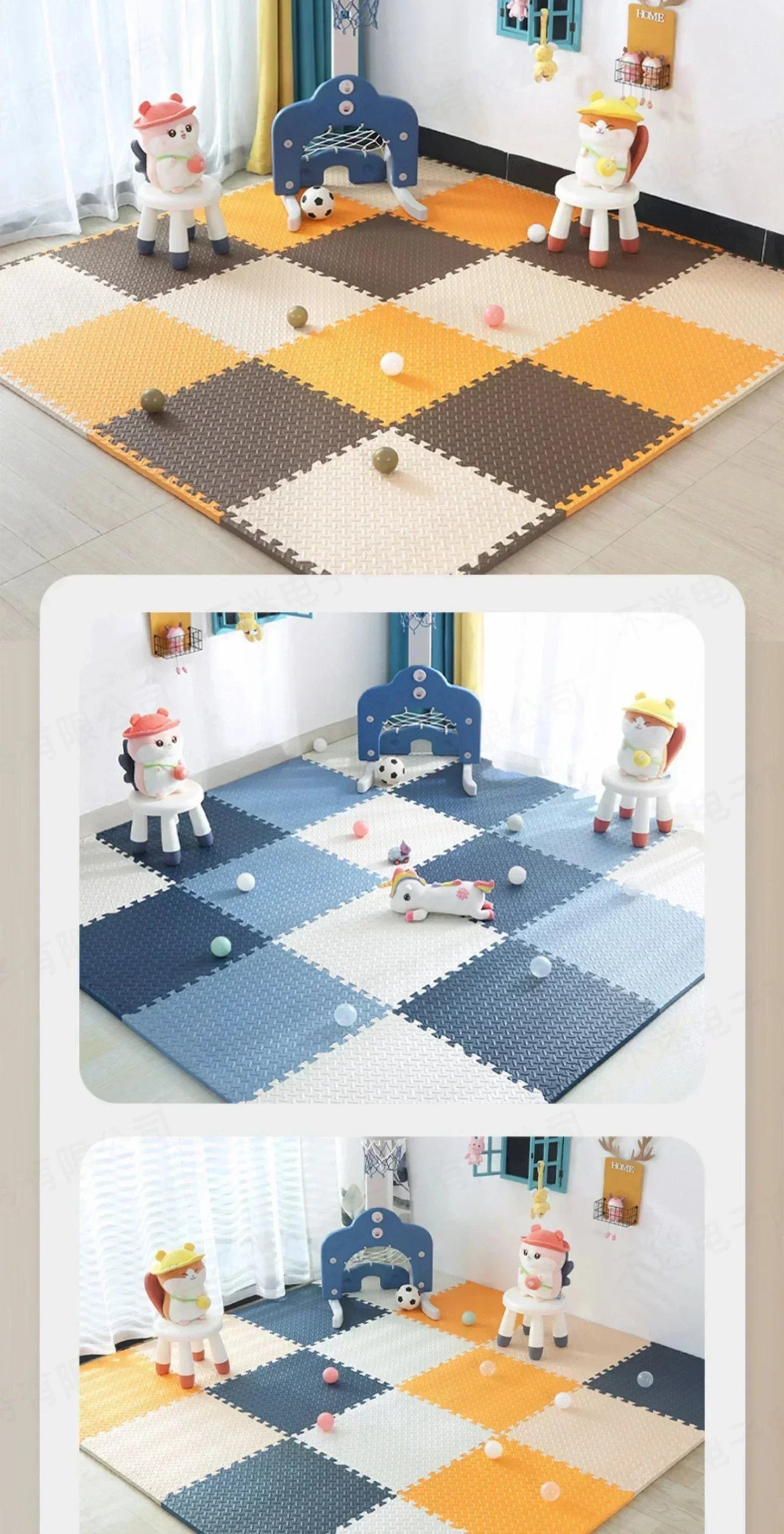 Dikke puzzel-speelmat – geluiddempende kruipmat (8 stuks)