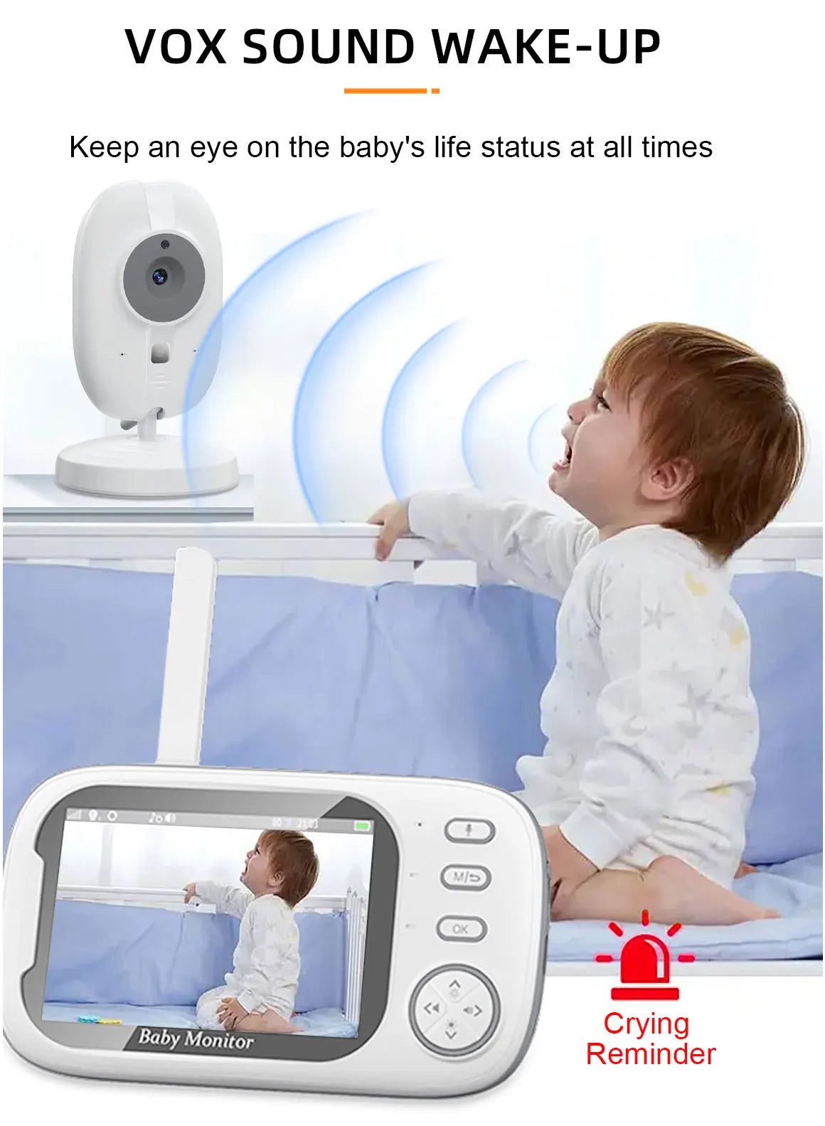 Draadloze babyfoon met camera – 3,5” scherm & nachtzicht