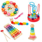 Montessori houten activiteitenset – kralenbaan & puzzels (3+)