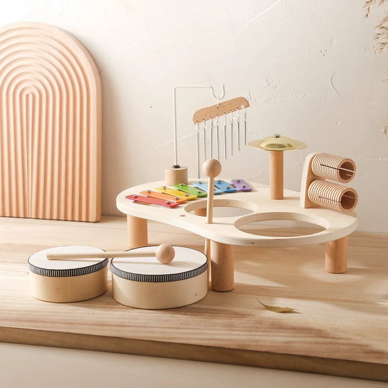 Houten muziekspeelgoed – klokkenspel/xylofoon met hamertje - Montessori