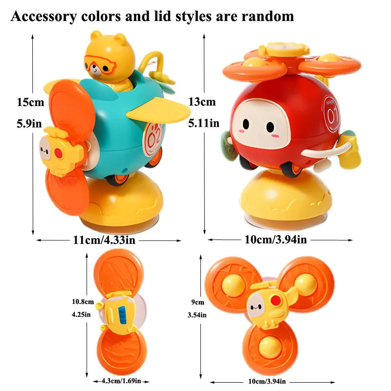 Zuignap spinner speelgoed – voor bad & eetstoel (6–36 m)