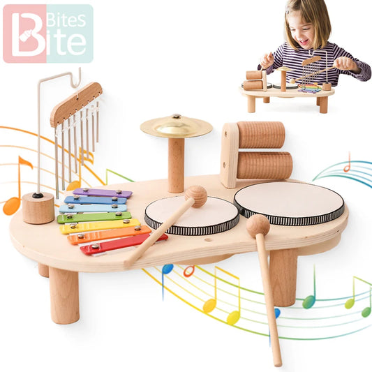 Houten muziekspeelgoed – klokkenspel/xylofoon met hamertje - Montessori