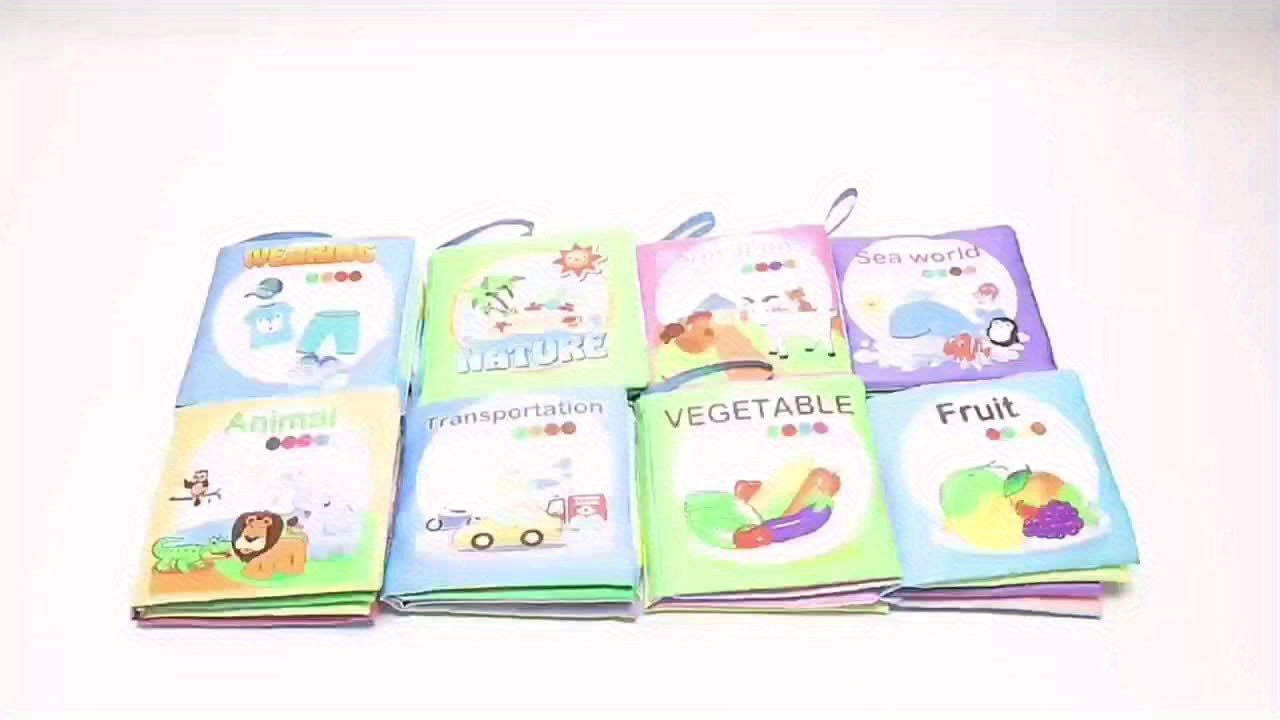 Set van 8 zachte babyboekjes – kleurrijke stof & knisper