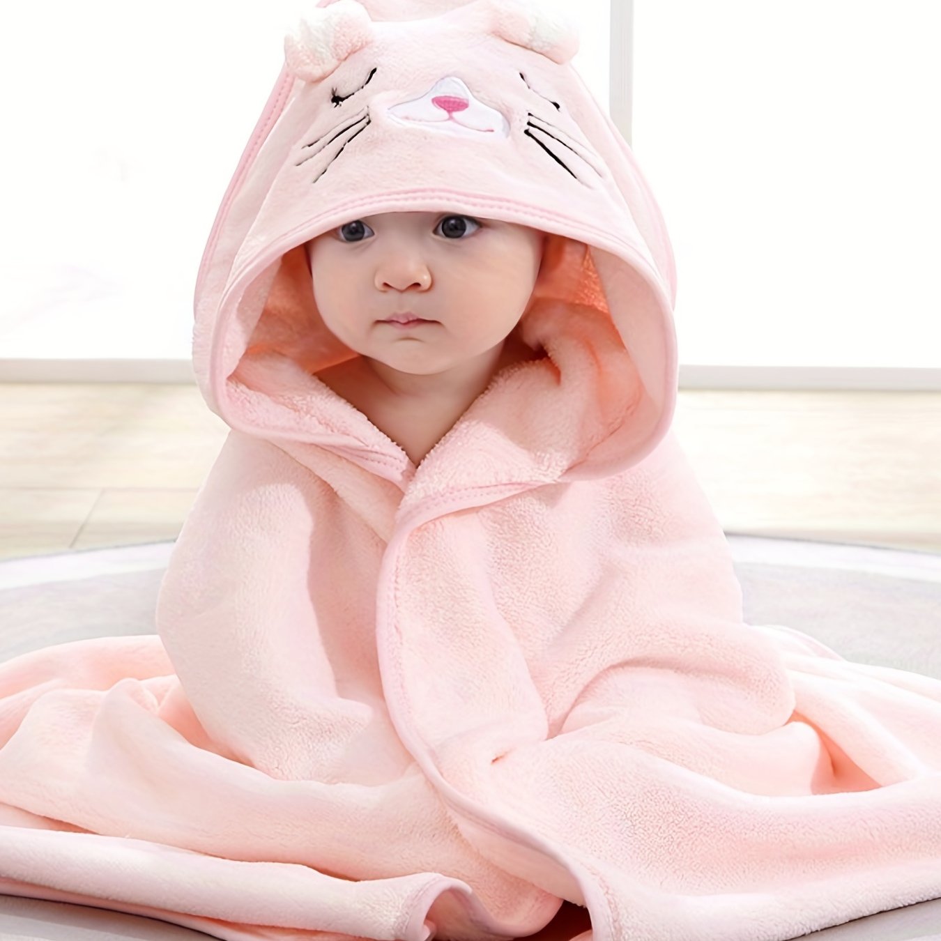 Badcape met kap voor baby – superzachte microvezel (olifant)
