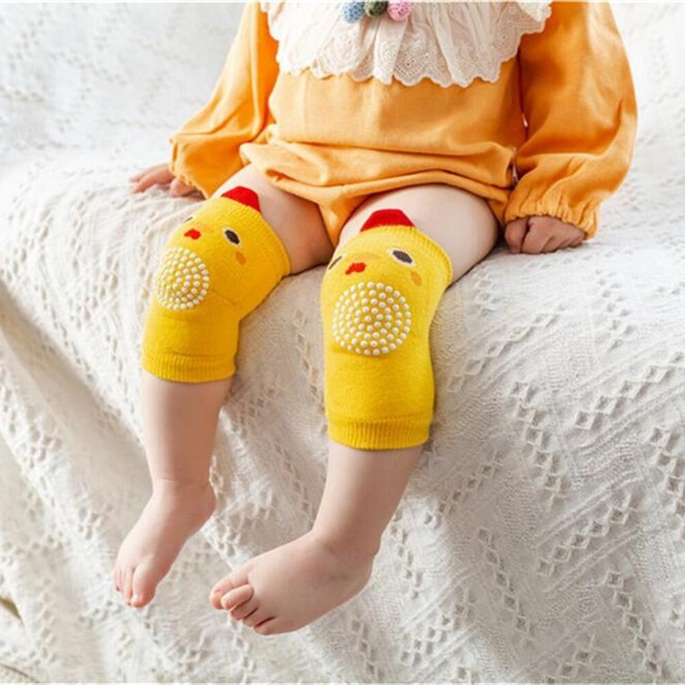 Baby knie- & elleboogbeschermers – zachte antislip (0–3j)