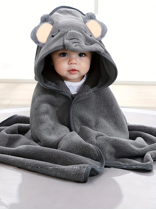Badcape met kap voor baby – superzachte microvezel (olifant)