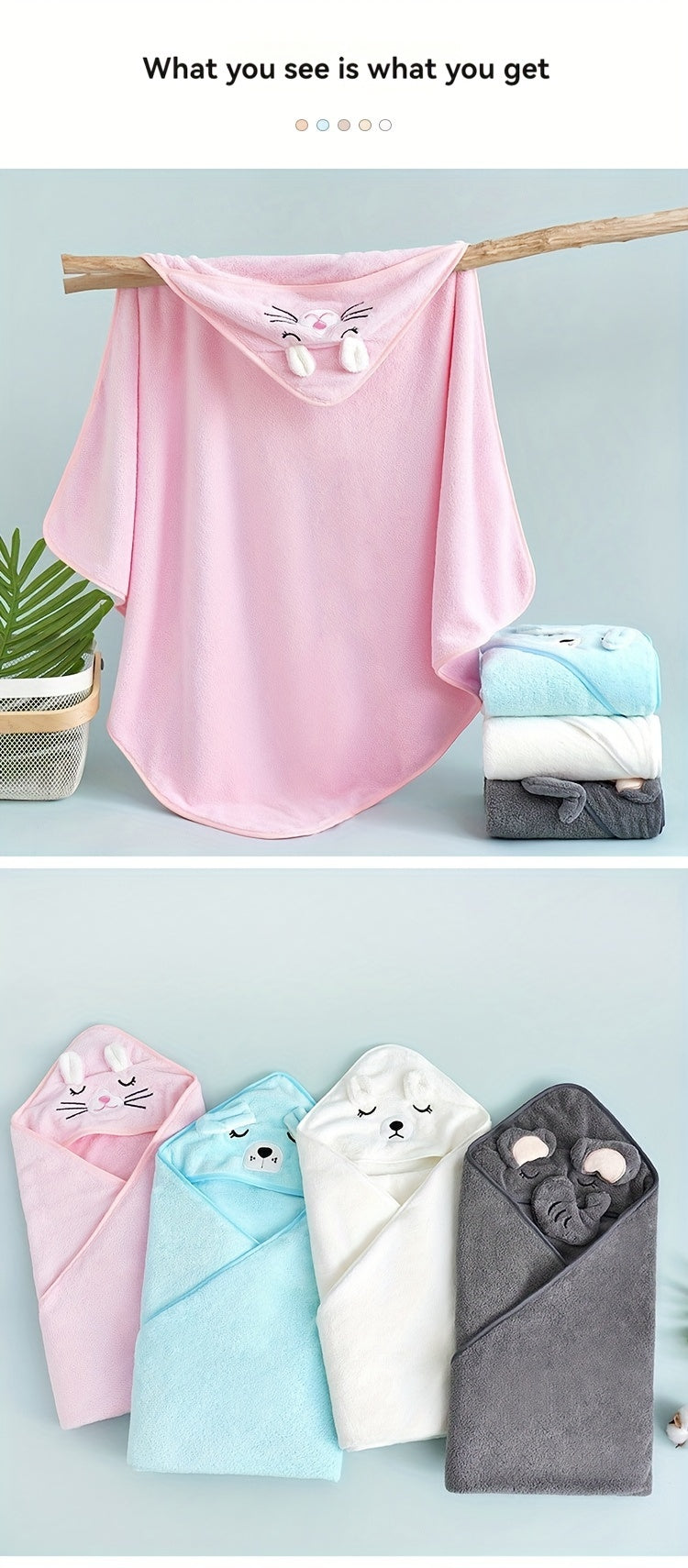 Badcape met kap voor baby – superzachte microvezel (olifant)